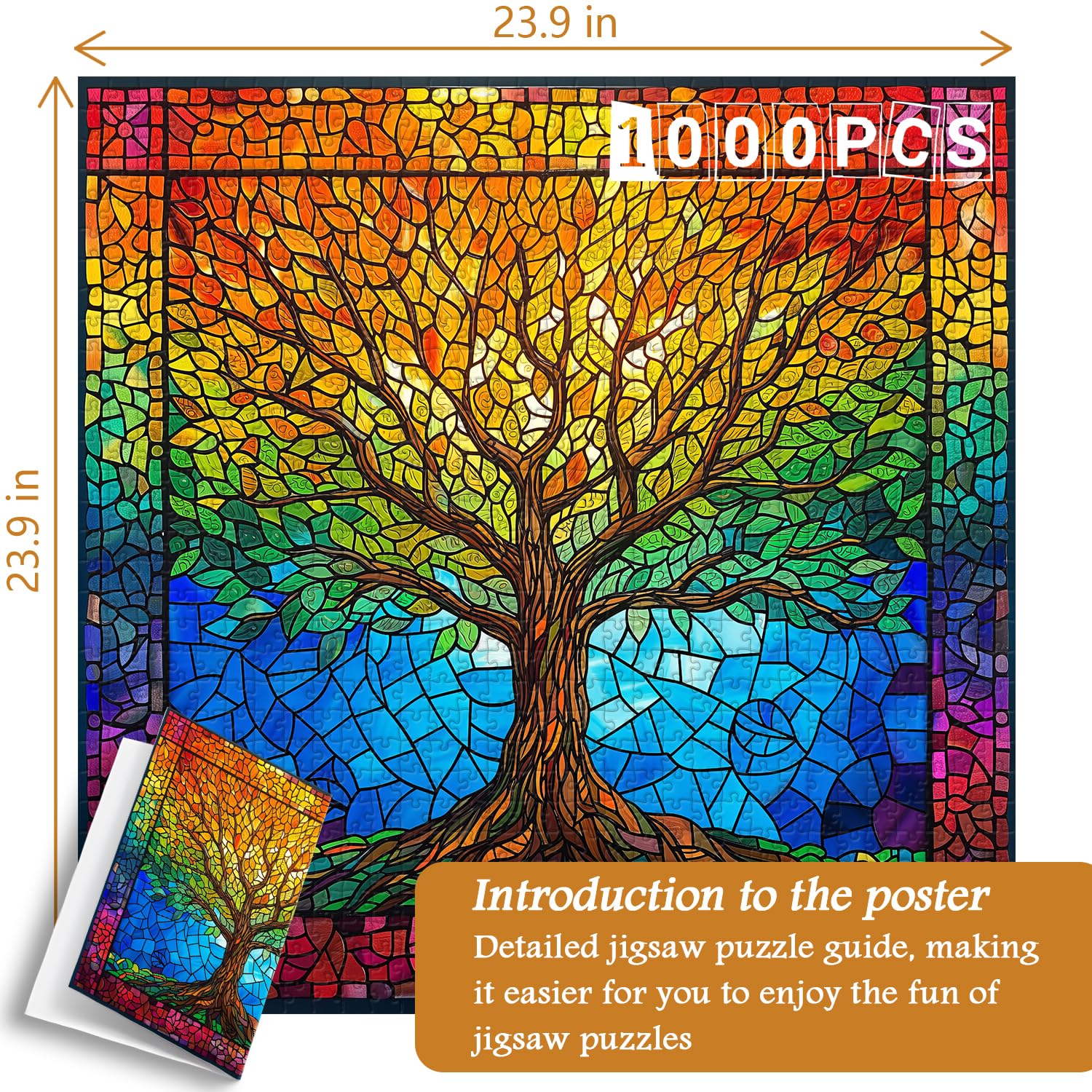 PICKFORU stained glass puzzle thick cardboard pieces for durable, dust-free handling.