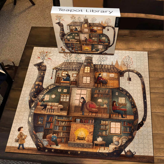 PICKFORU Teapot Library Puzzle back with ABC letters simplifies assembly.