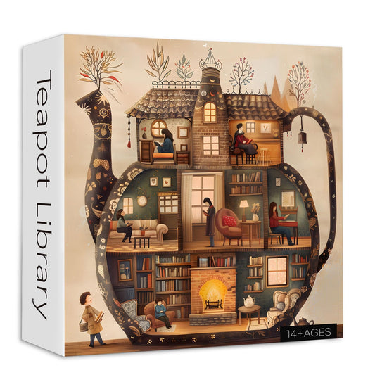 PICKFORU Teapot Library Puzzle box dimensions show compact storage and durability.