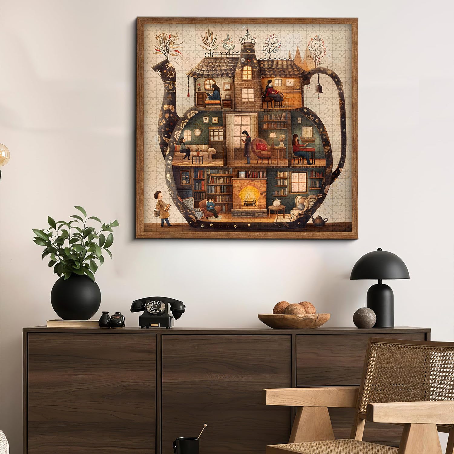 PICKFORU Teapot Library Puzzle finished size makes a bold wall display.