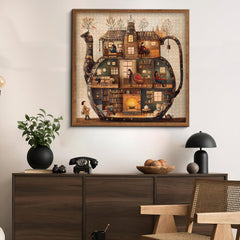 PICKFORU Teapot Library Puzzle finished size makes a bold wall display.