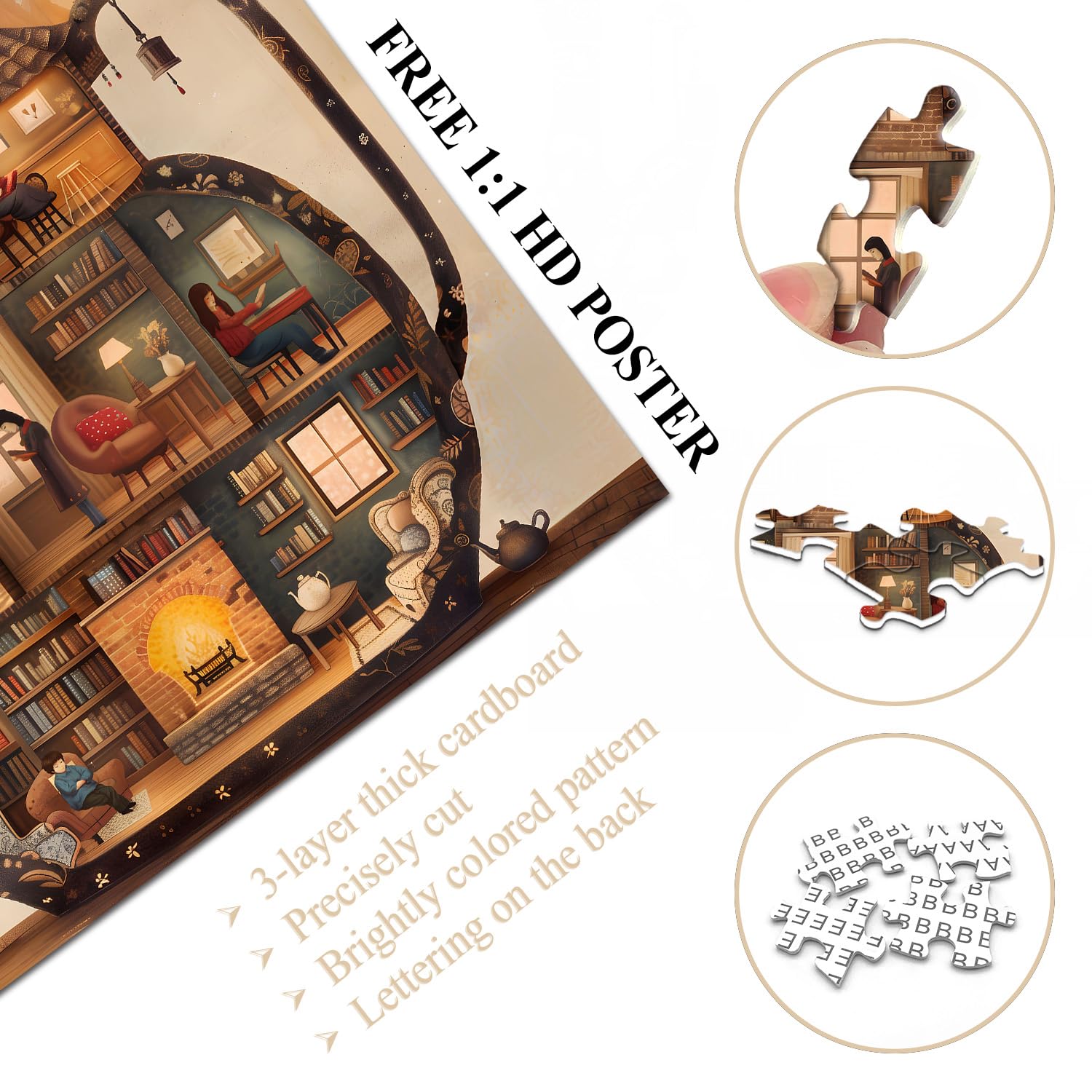 PICKFORU Teapot Library Puzzle two-story bookshelf scene sparks imaginative setup.