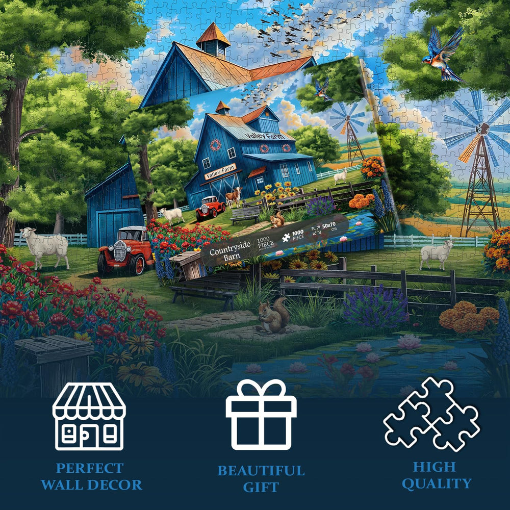 PICKFORU Valley Farm Puzzle showcases pastoral calm ideal for evening pastime.