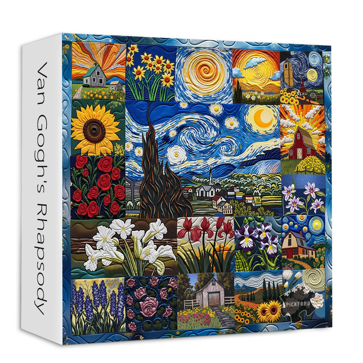 PICKFORU Van Gogh's Rhapsody puzzle box front enhances gifting appeal with sturdy packaging.