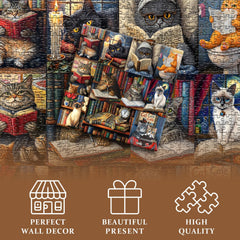 PICKFORU Vintage Cat Puzzles black cat piece highlighting quality edges and contrast.