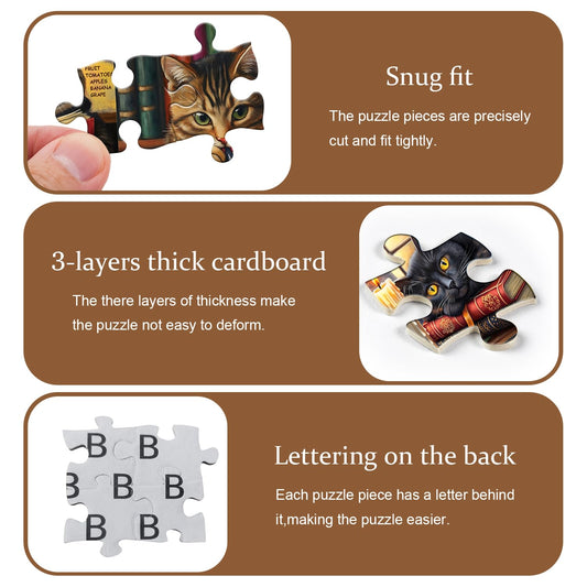 PICKFORU Vintage Cat Puzzles poster included for reference while assembling.