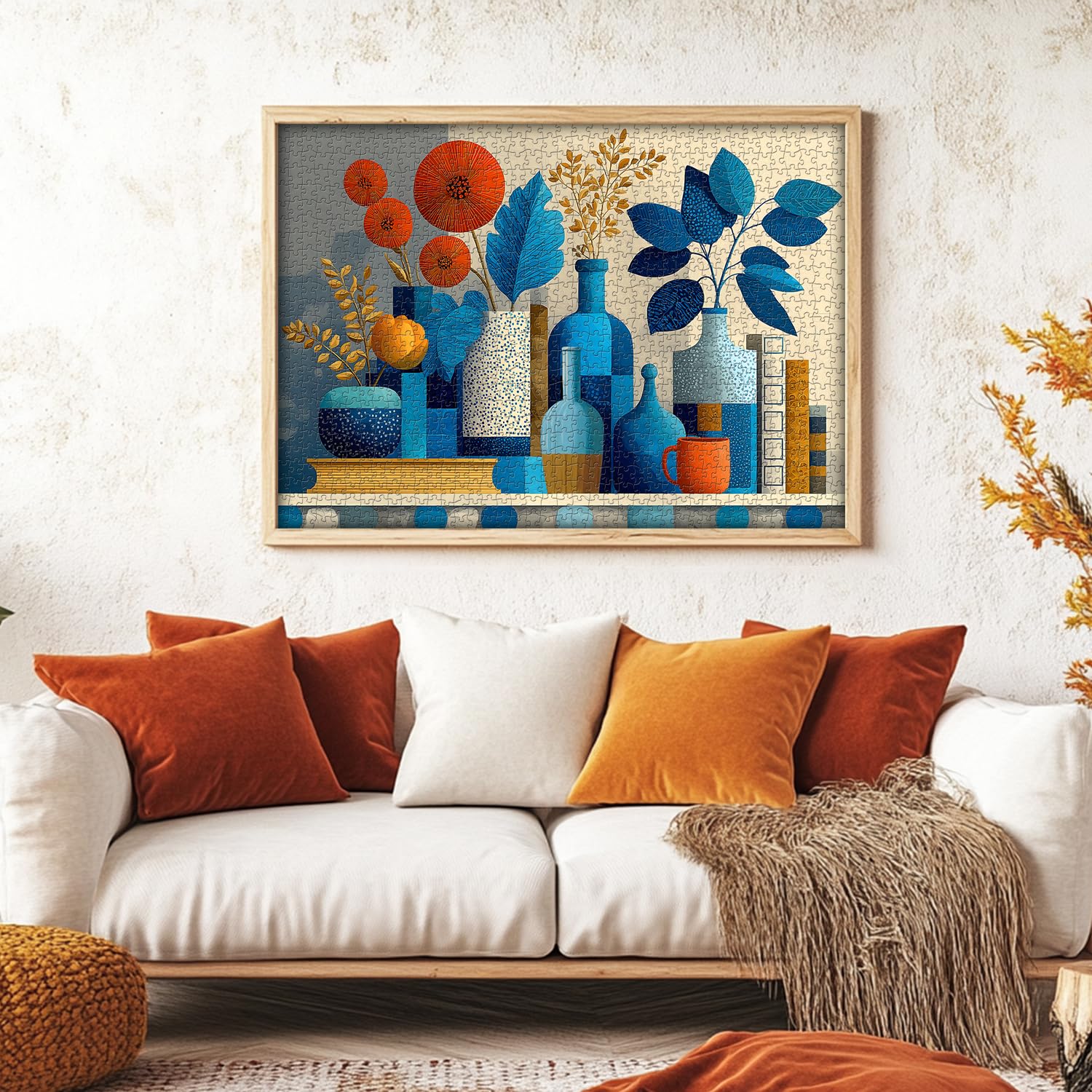 PICKFORU wall-decor ready puzzle display creates a bold focal point.