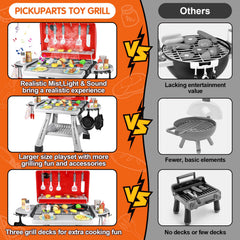 Pickuparts grill utensils expand role play and motor skill use.