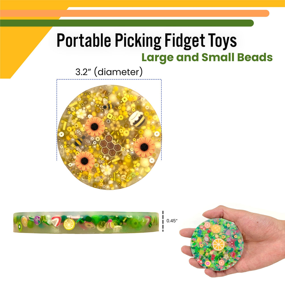 Picky Pad bee pattern beads close-up highlighting color and texture for sensory input.