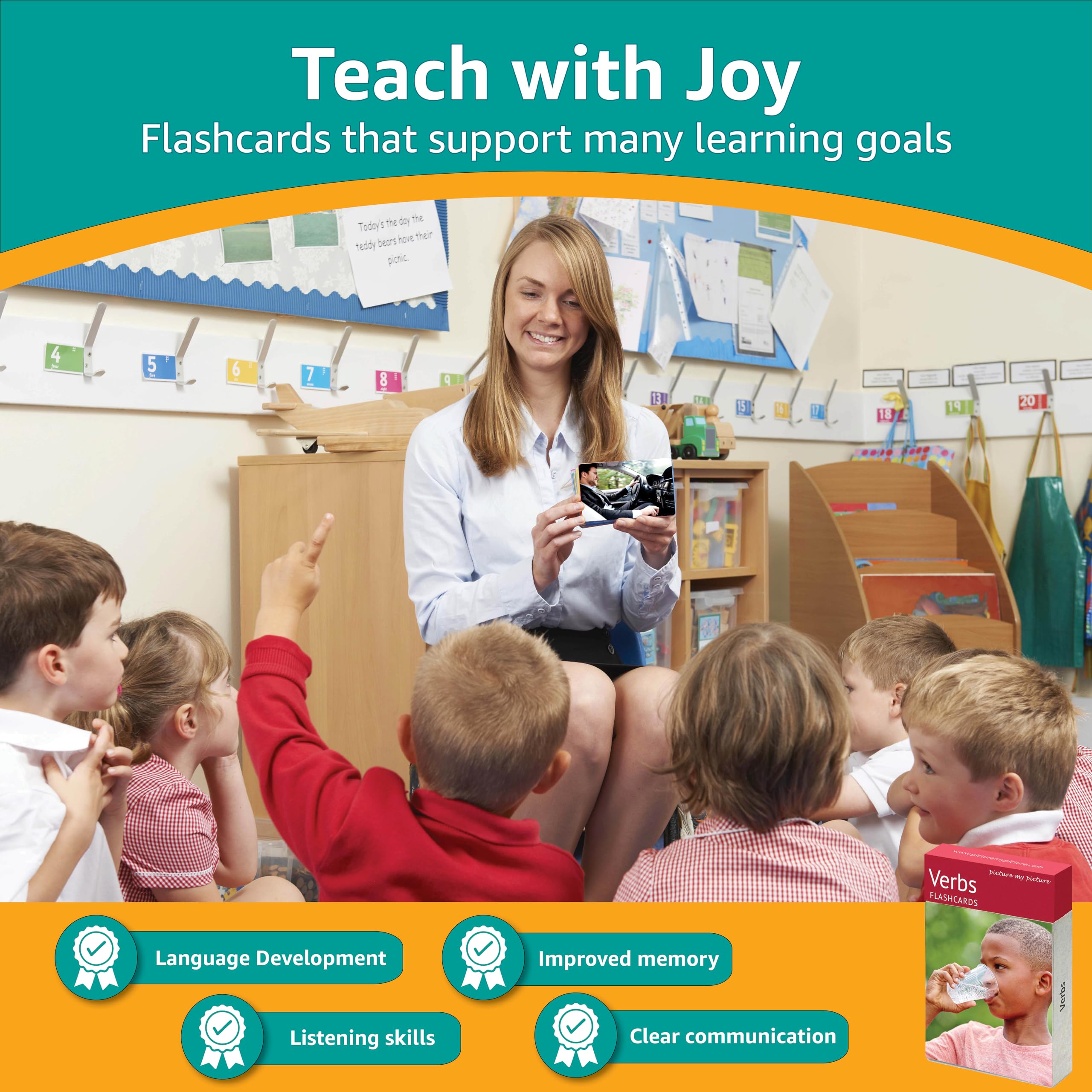 Picture My Picture Verbs Volume 1 Sleeping card promotes routine language practice at home or school.