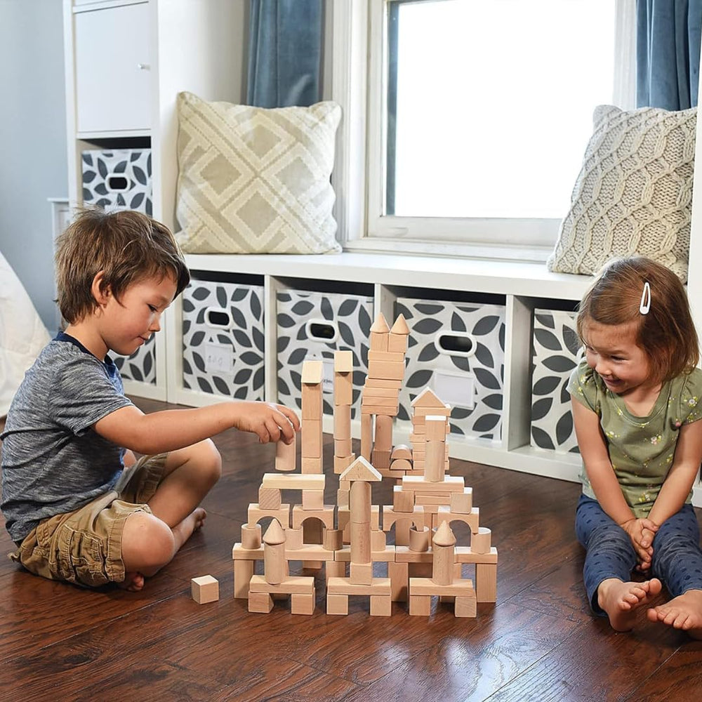Pidoko Kids natural beech wood texture close up on blocks