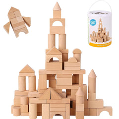 Pidoko Kids wooden blocks with storage container and shape sorter lid for tidy play