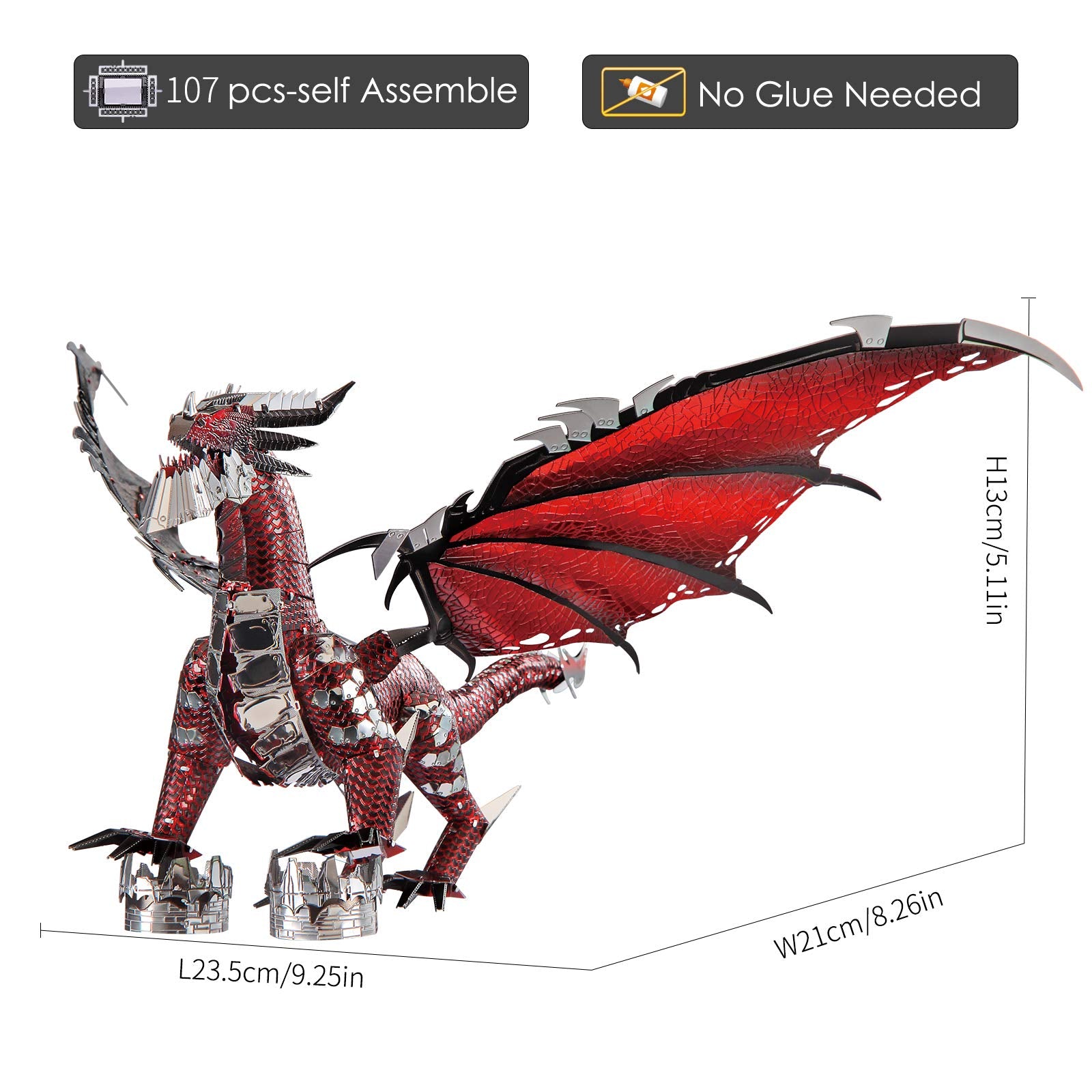Piececool Black Dragon King on display stand enhances decor.