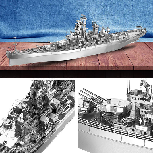 Piececool USS Missouri battleship assembly overview showing interlocks
