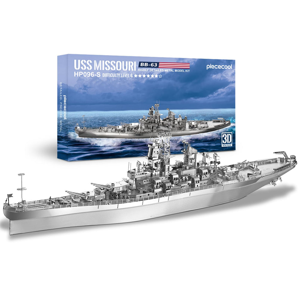 Piececool USS Missouri battleship parts on sheets for precise cutting