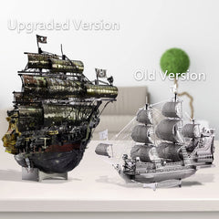 Piececool Queen Anne's Revenge close-up showing detailed metal pieces.