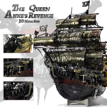 Piececool Queen Anne's Revenge model displayed on a desk for inspiration.