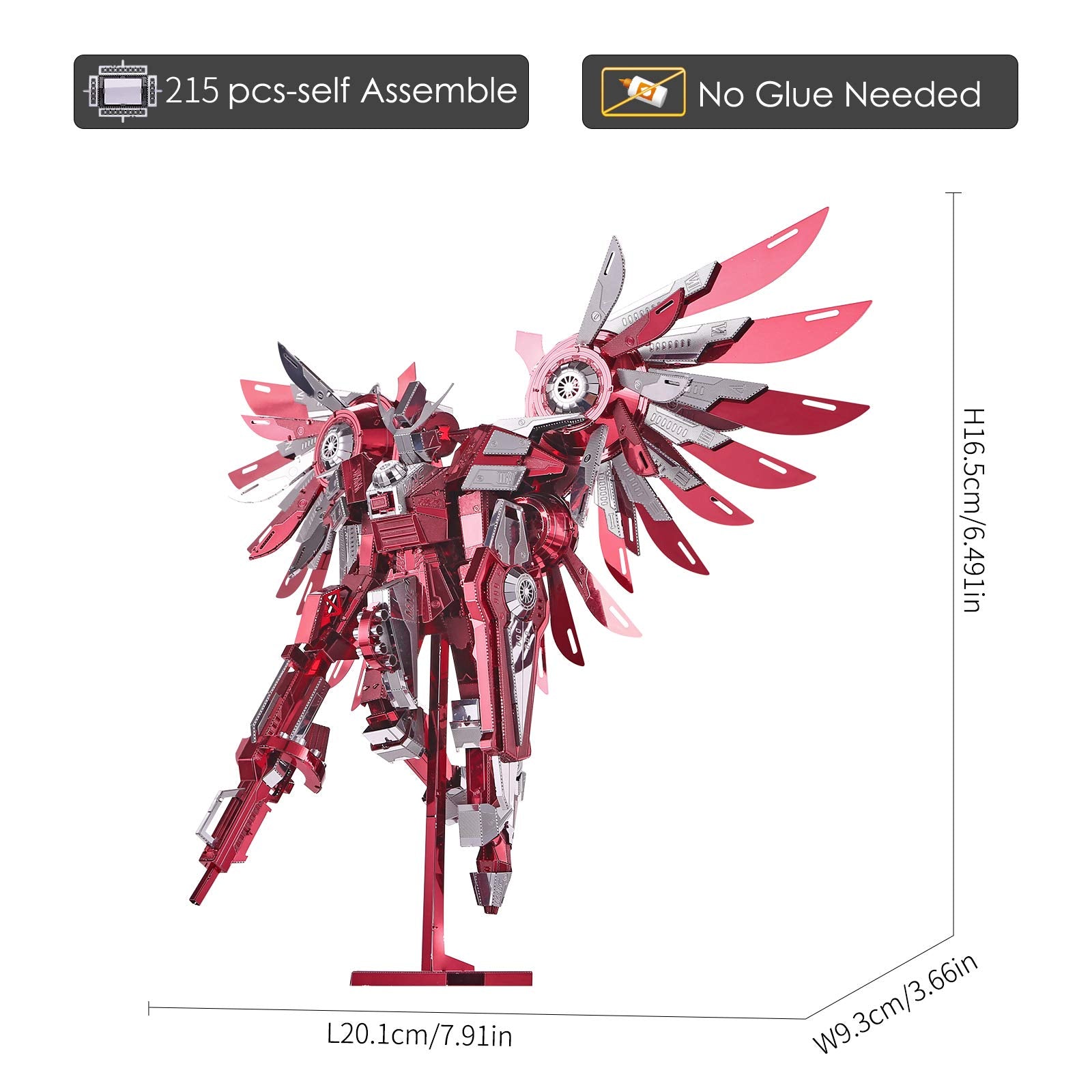 Piececool Thundering Wings close-up—precise steel parts with tactile detail