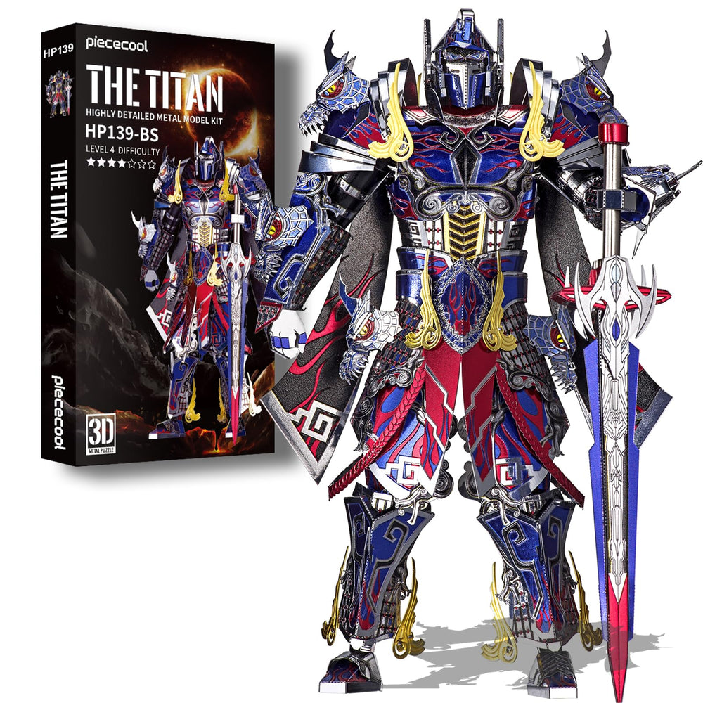Piececool Titan figure box view highlights premium metal puzzle packaging.