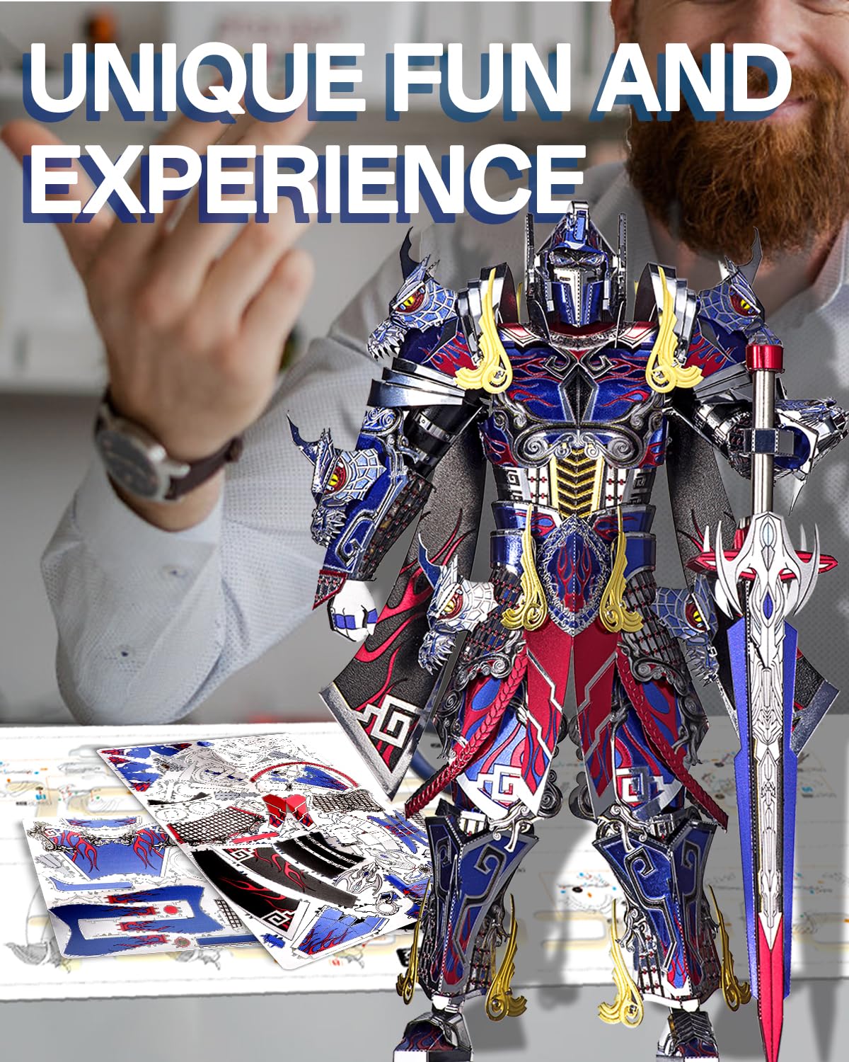 Piececool Titan figure display presents a striking desk centerpiece.