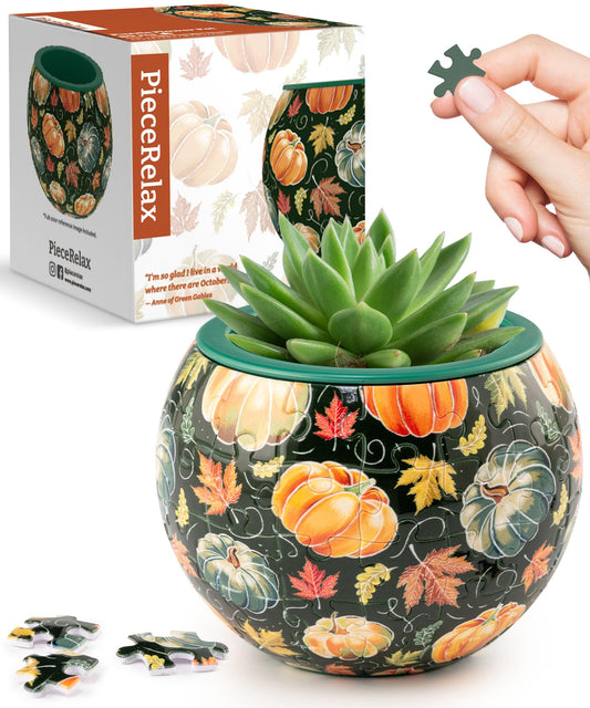 PieceRelax 3D puzzle planter after assembly, a decorative indoor flowerpot.