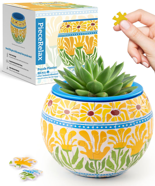 PieceRelax 3D puzzle planter assembly shows sturdy interlock construction for display.