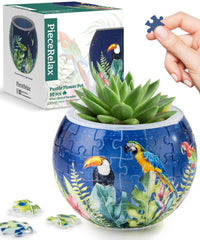 PieceRelax 3D puzzle planter with Bird of Paradise for indoor decoration and plant display