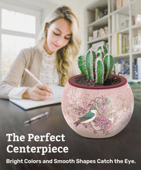 PieceRelax pattern closeup shows vibrant Danish folklore flowers on the planter