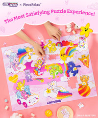 PieceRelax Care Bears pink galaxy puzzle close-up edges promotes calm focus.