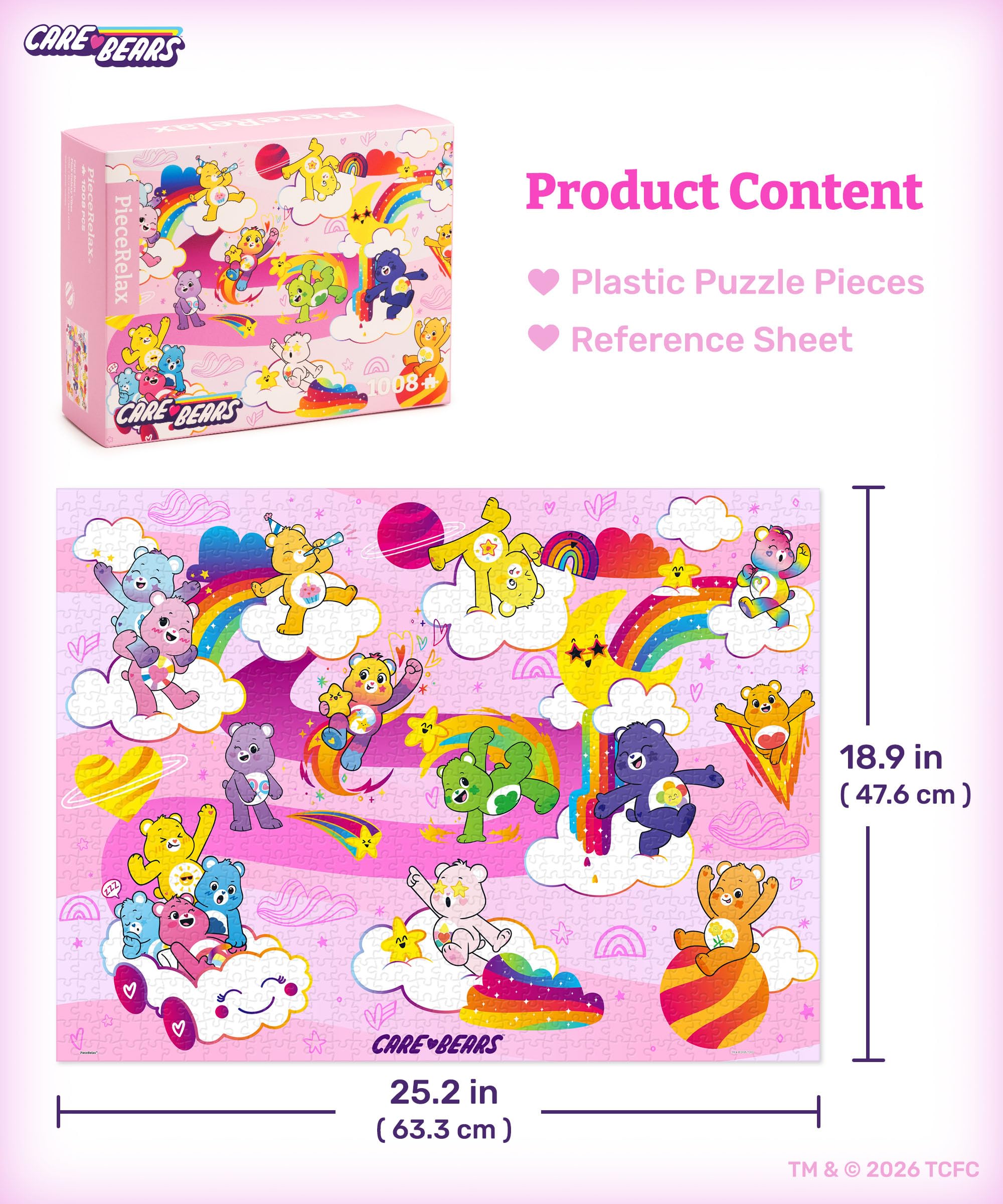 PieceRelax Care Bears pink galaxy puzzle surface-shot for immersive leisure.