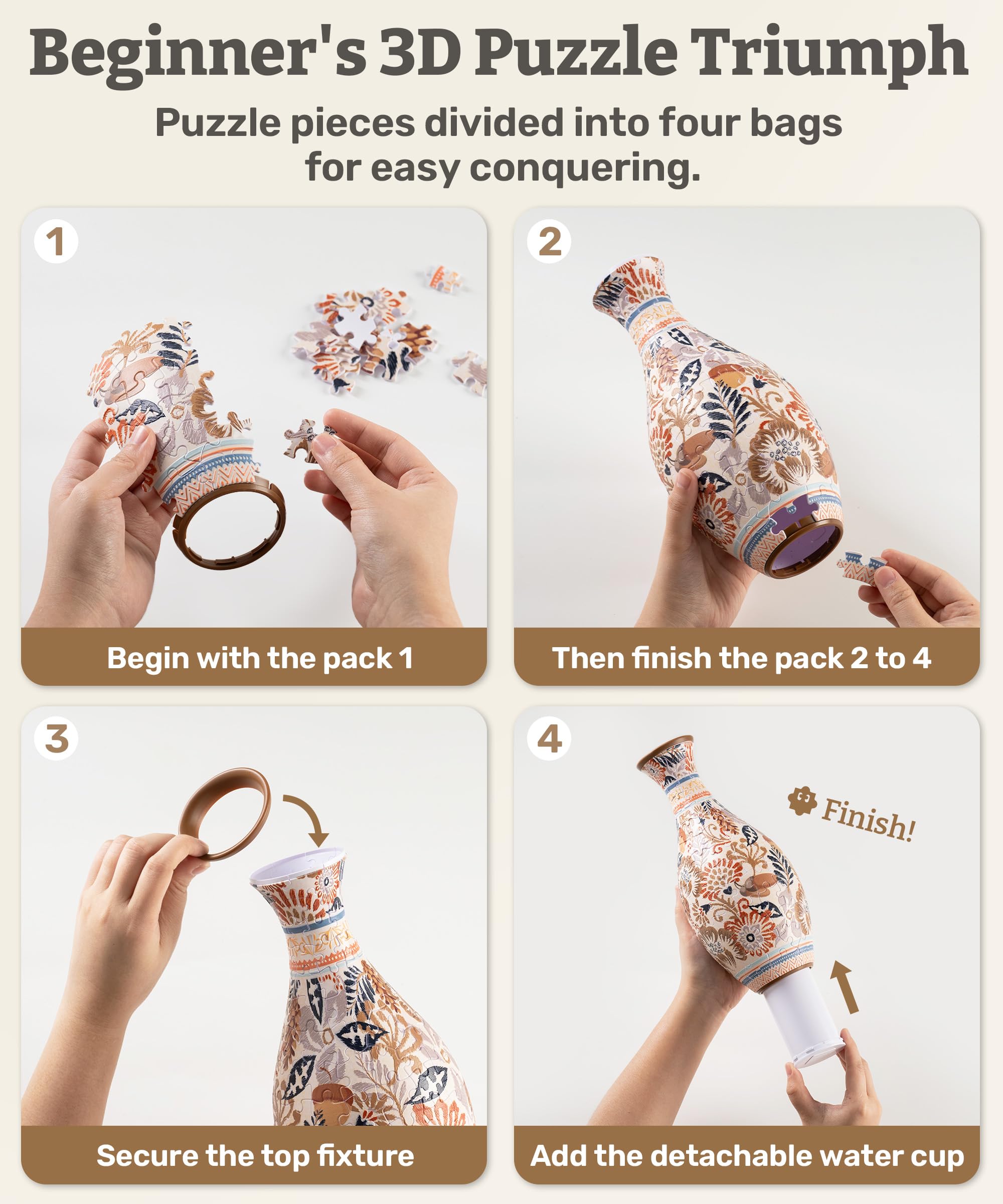 PieceRelax detailed puzzle pattern on the vase adds visual interest