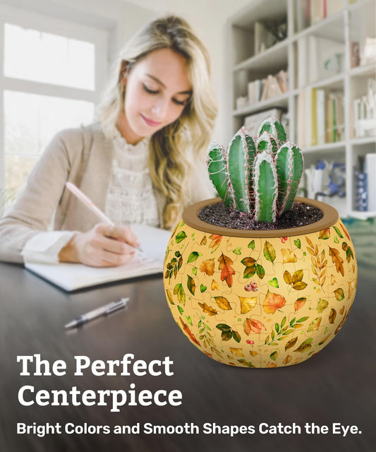 PieceRelax elegant green flowerpot with vibrant puzzle pieces for cactus display
