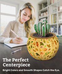 PieceRelax elegant green flowerpot with vibrant puzzle pieces for cactus display