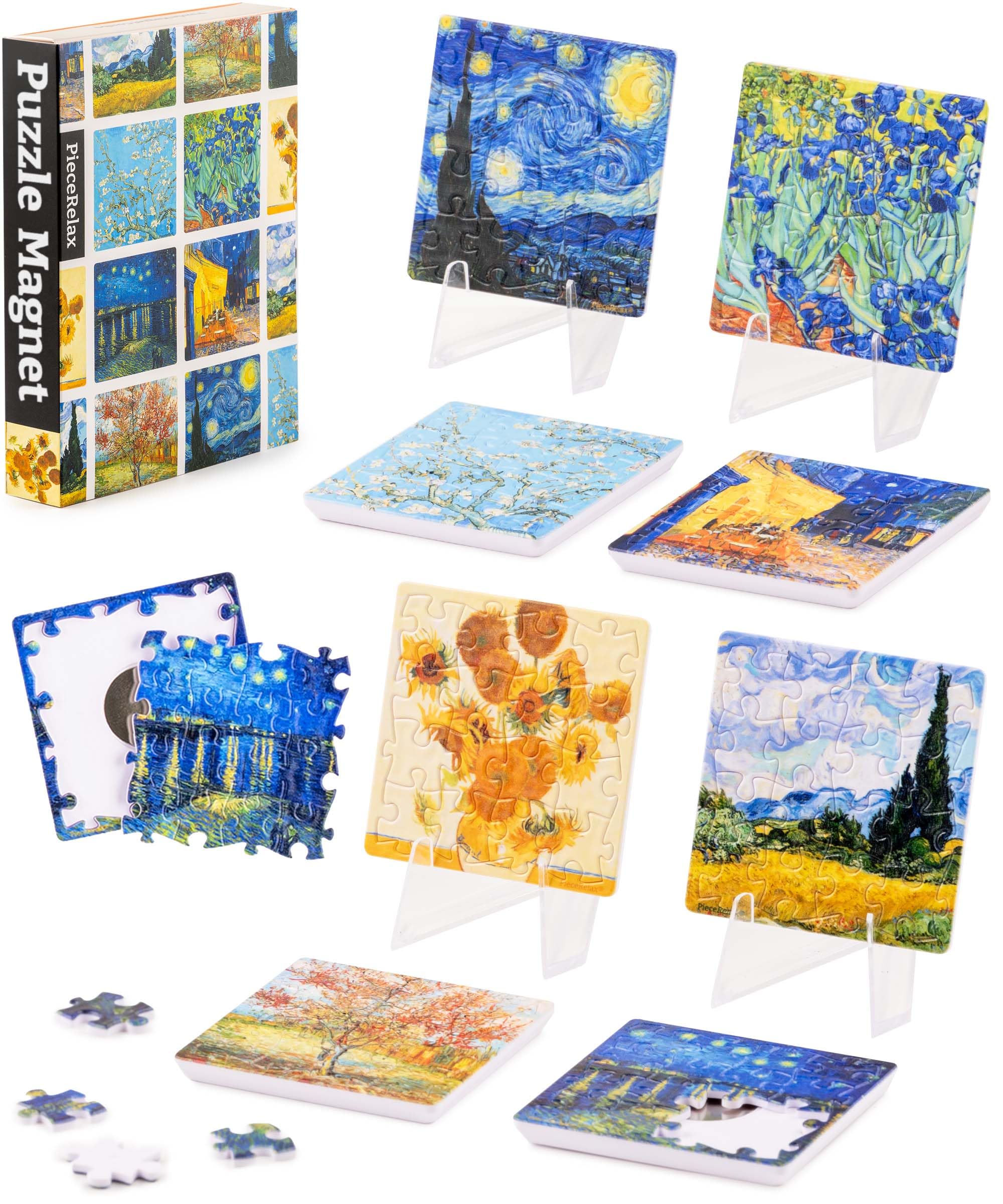 PieceRelax magnet puzzle with Van Gogh palette pattern for fridge display