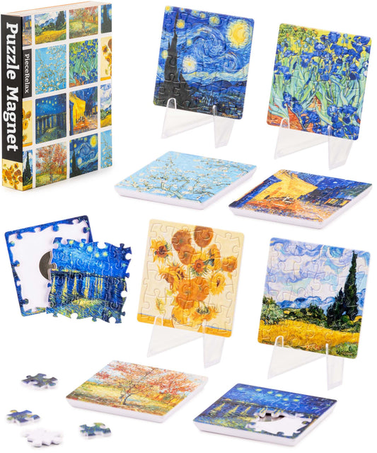 PieceRelax magnet puzzle with Van Gogh palette pattern for fridge display