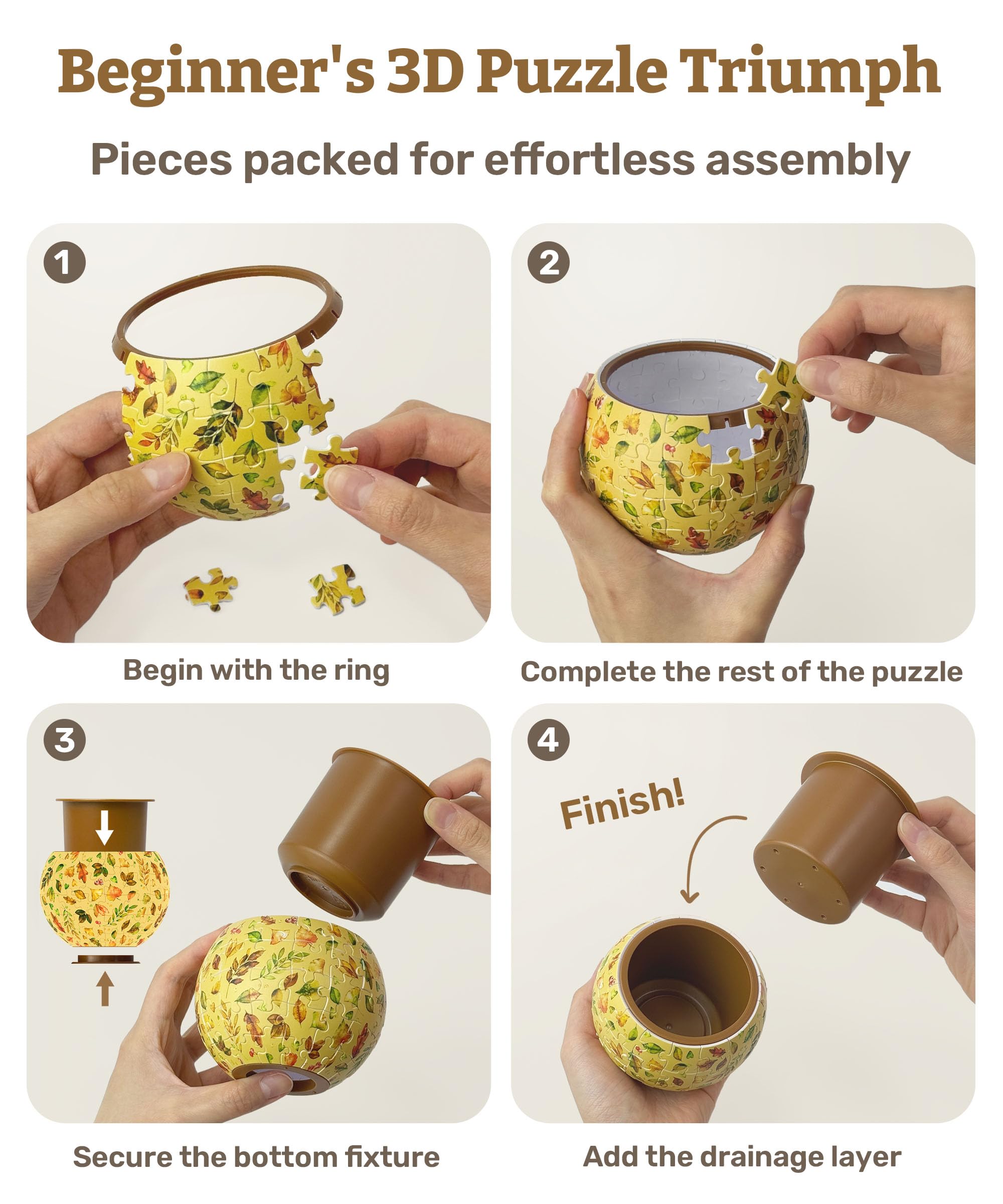 PieceRelax puzzle flowerpot suits planting, watering, and display in any indoor space
