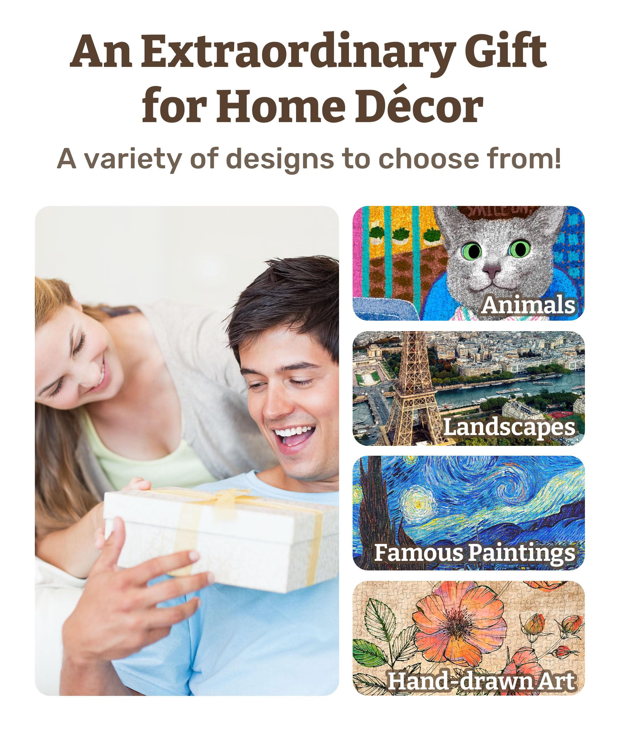 PieceRelax easy-assembly panels simplify arranging a cohesive wall art.