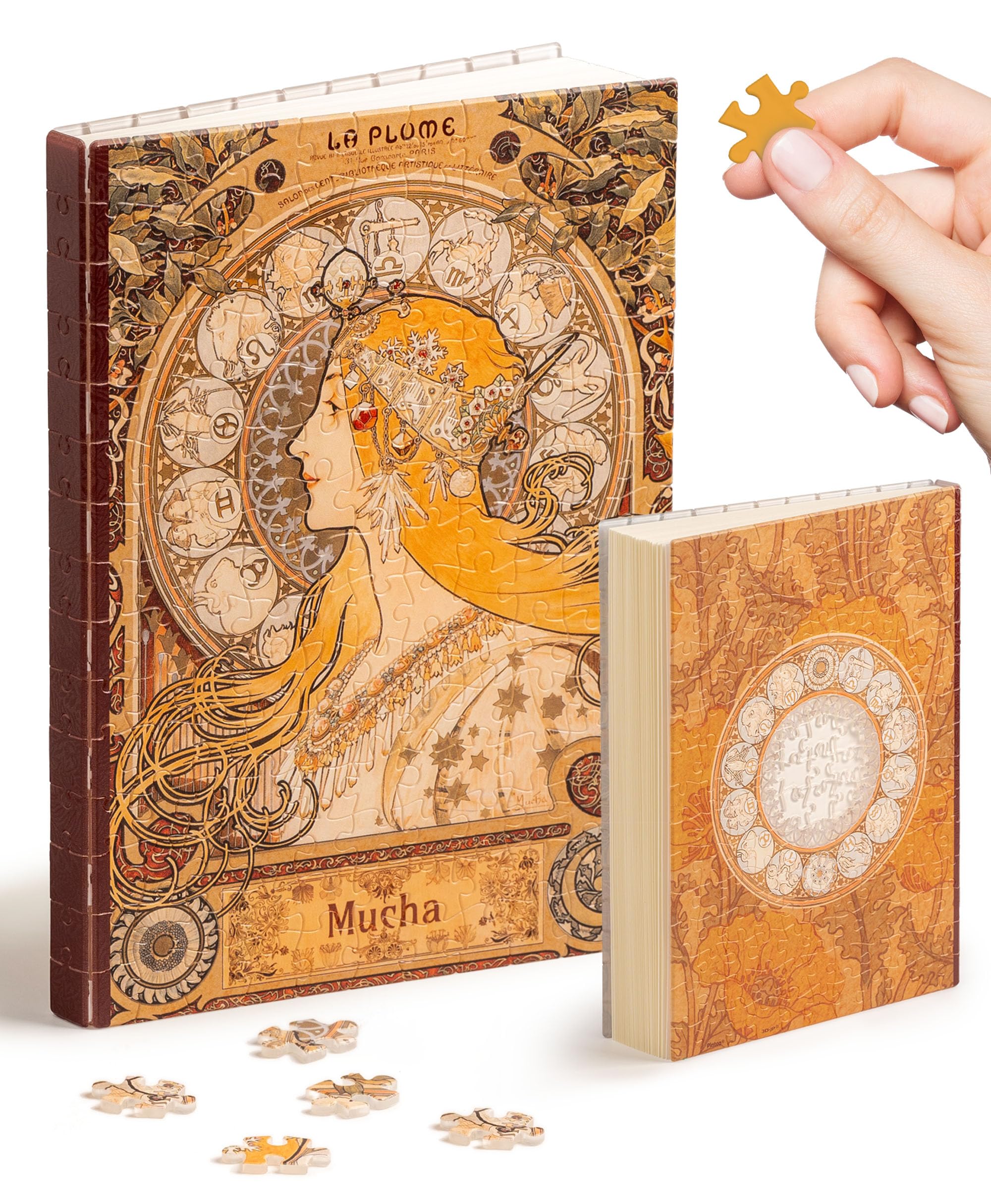 PieceRelax puzzle journal with Alphonse Mucha zodiac cover for stylish note taking