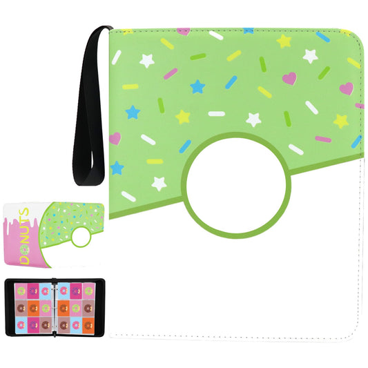 Piefectpie 900-pocket donut card binder in green keeps trading cards organized.