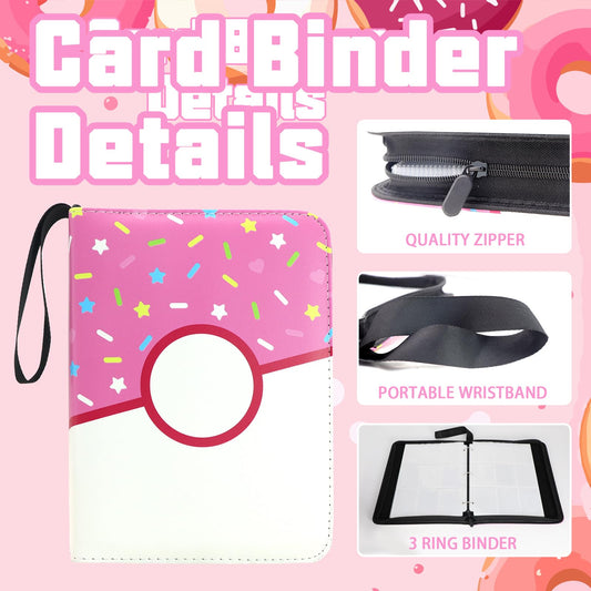 Piefectpie donut binder open pages show removable sleeves for easy organization.