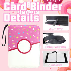 Piefectpie donut binder open pages show removable sleeves for easy organization.