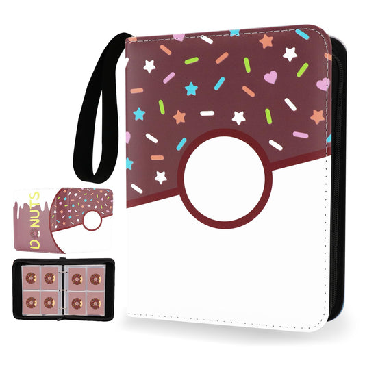 Piefectpie pink donut binder cover showing durable PU leather and stylish design for card collection