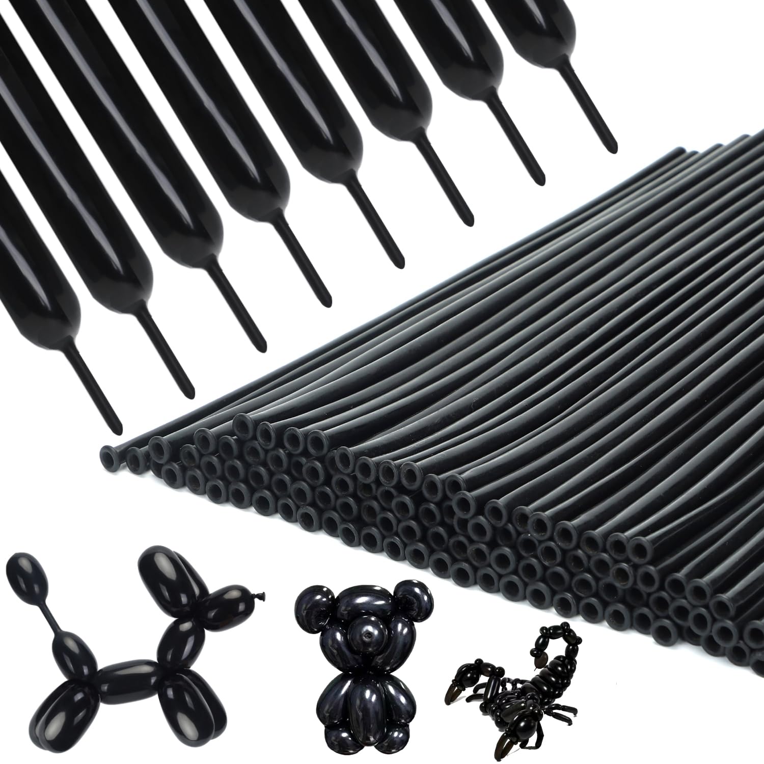 PIGETALE 260 Black Twisting Balloons for animal shapes and eye-catching party decor