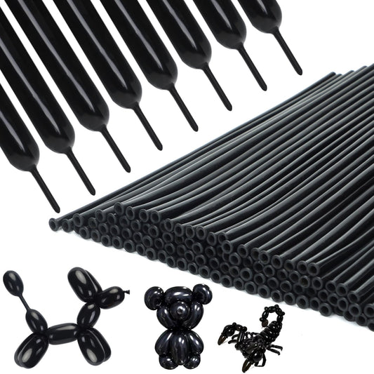 PIGETALE 260 Black Twisting Balloons for animal shapes and eye-catching party decor