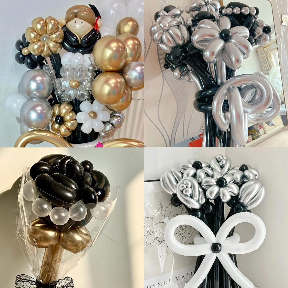 PIGETALE 260 Black Balloons suitable for air or helium and party props