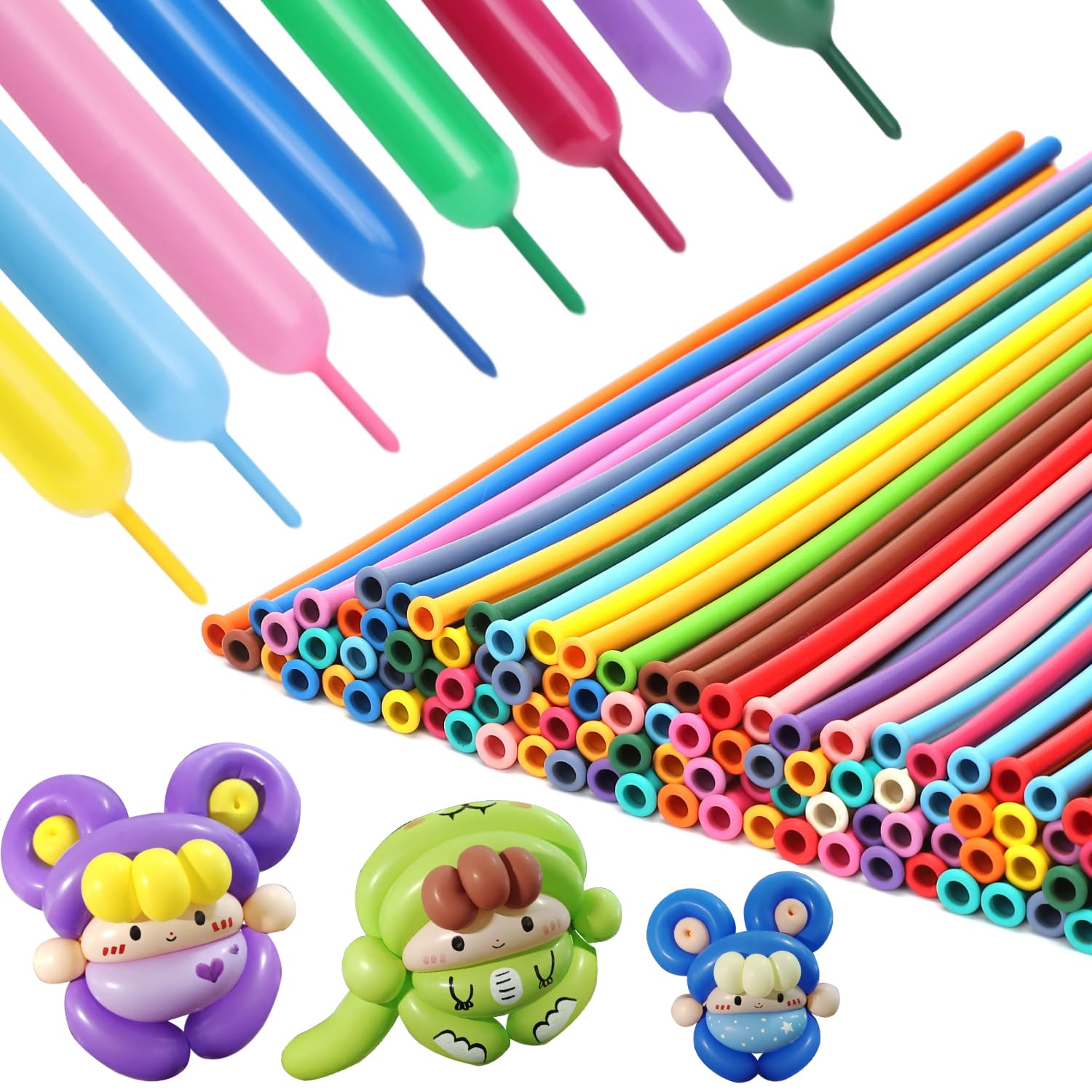 PIGETALE 260q long skinny balloons in a colorful pack, ideal for DIY arches and shapes