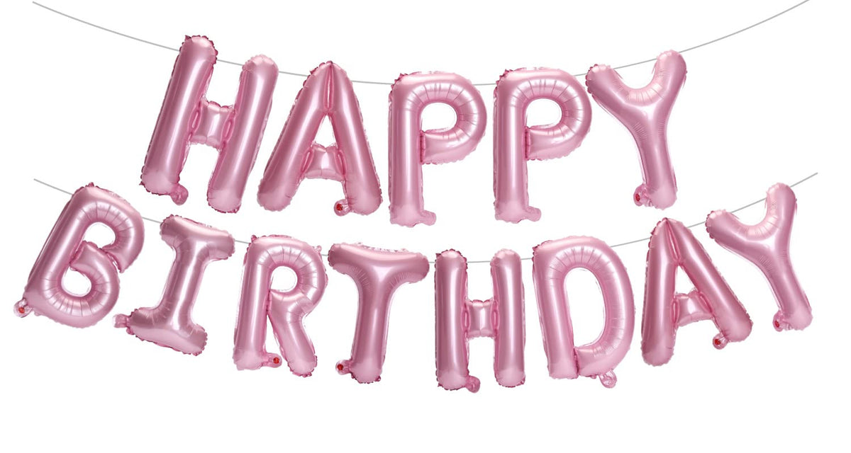 PIGETALE Pink Happy Birthday banner with 16-inch letters for a vibrant party focal point