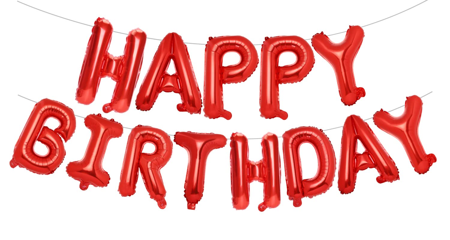 Pigetale red Happy Birthday banner letters ready for display at home parties