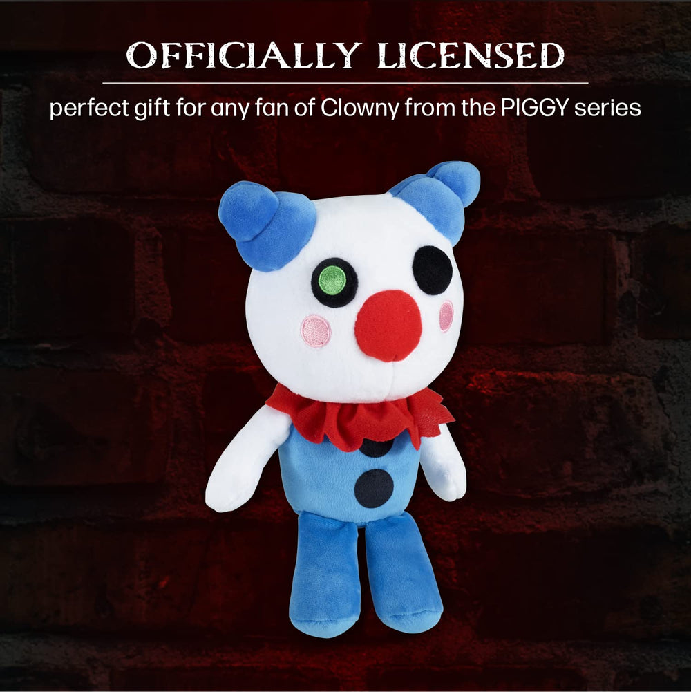 PIGGY Clowny plush body with high-quality embroidery for a collectible feel.