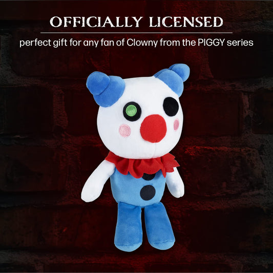 PIGGY Clowny plush body with high-quality embroidery for a collectible feel.